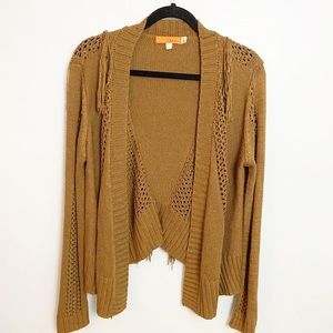 One A | Brown camel colored tassel sweater